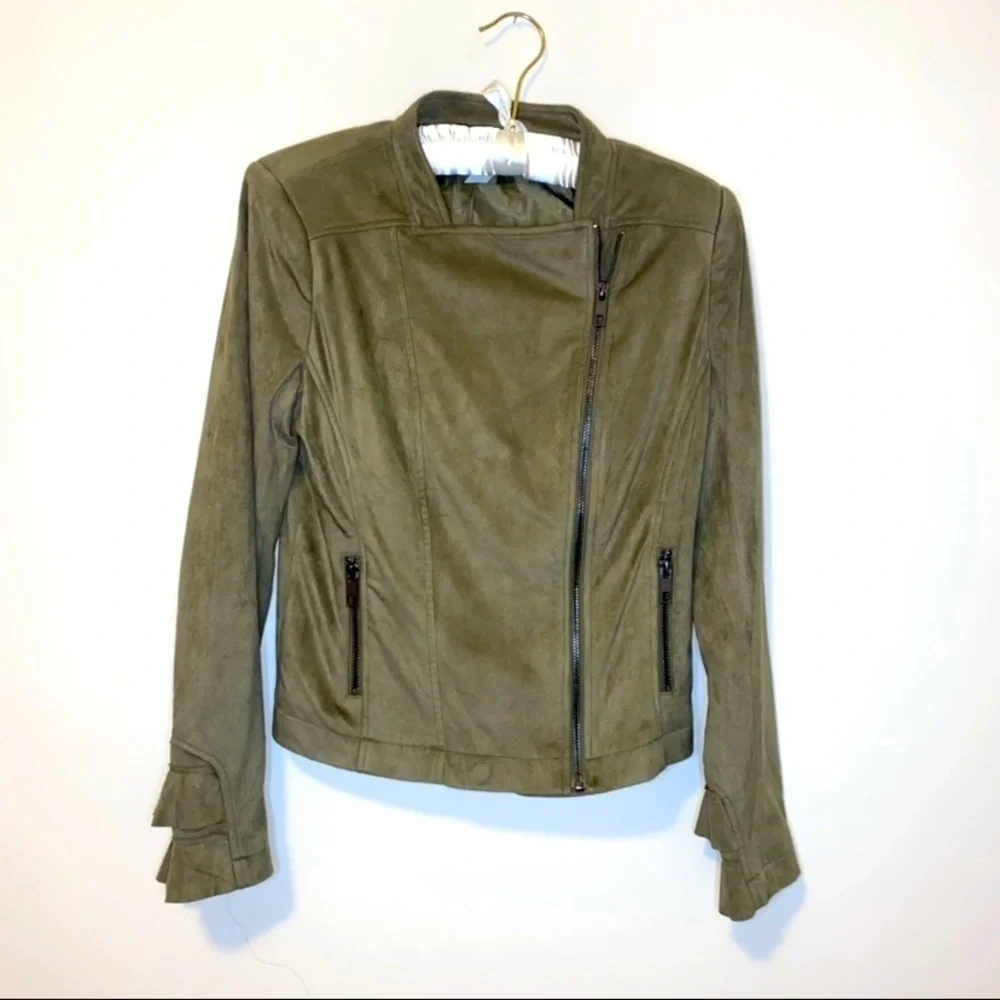 NWOT G by Giuliana Green Faux Suede Moto Jacket XS New without tags
